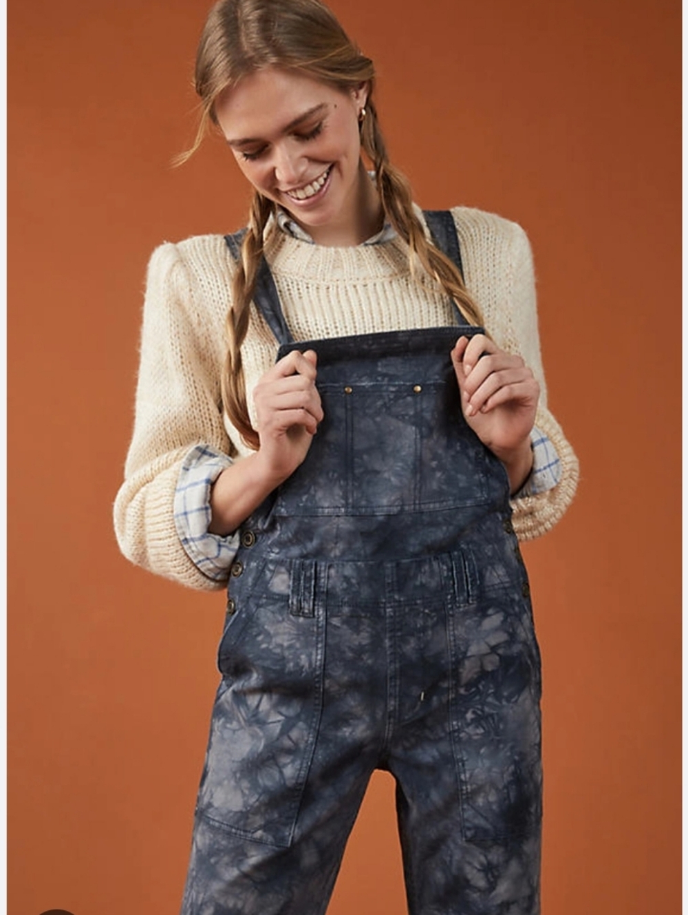Anthropologie The Wanderer Tie Dye Relaxed Overalls Straps Blue Grey Size: 25